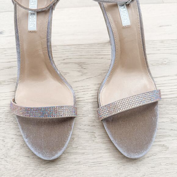 Steve Madden Sandal Womens 9.5 Tecy Velvet Rhinestone Heeled Glam Event Wedding‎ - Picture 5 of 9